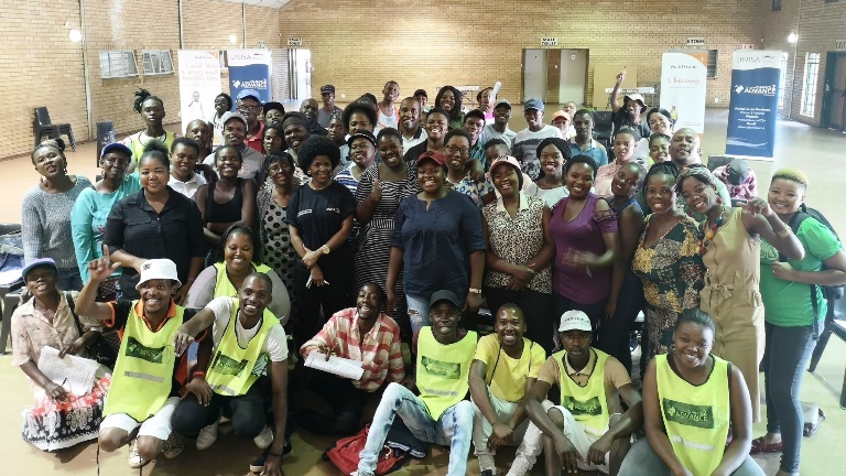 Facilitator Ms. Maria Makgamathe with participants of the workshop Active Citizenship